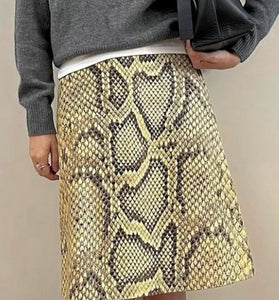 Snake Print Midi Skirt