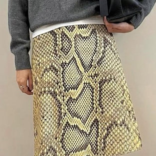 Snake Print Midi Skirt