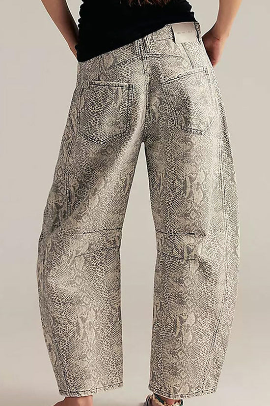Animal Print Straight Jeans