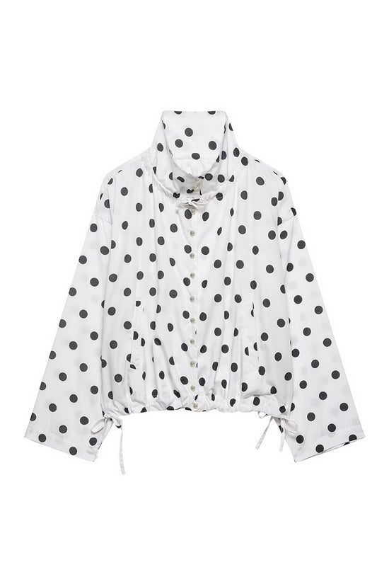 Polka Dot Drawstring Blazer