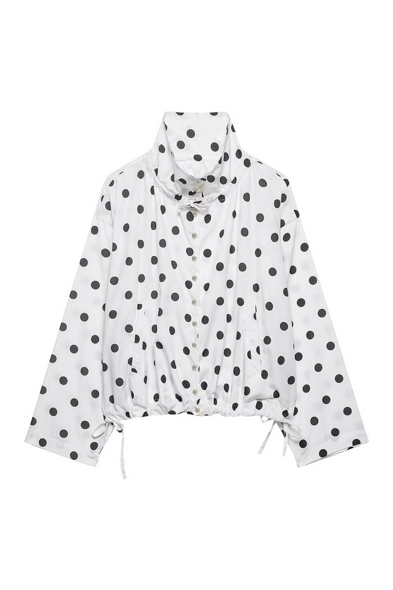 Polka Dot Drawstring Blazer