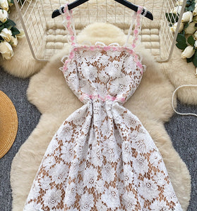 Floral Lace Sleeveless Mini Dress