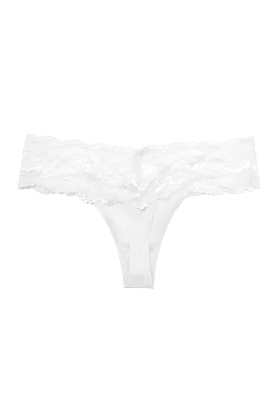 Elegant Lace Trim Thong