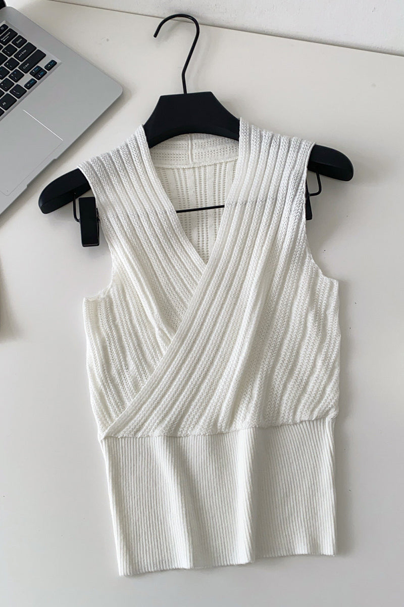 Chic V-Neck Ribbed Tank Top