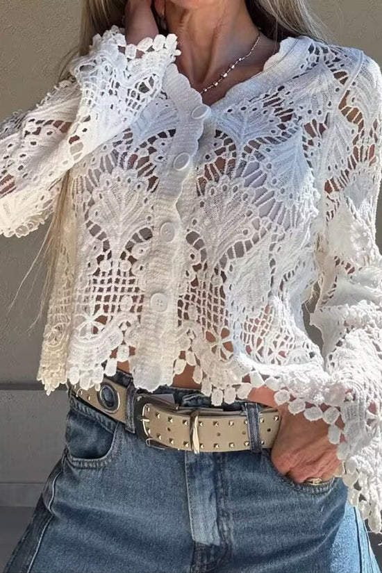Lace Button-Front Cardigan