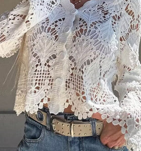 Lace Button-Front Cardigan