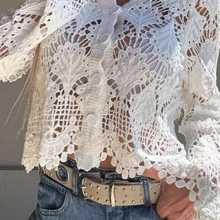 Lace Button-Front Cardigan