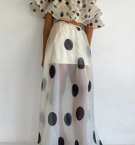 Polka Dot Off-Shoulder Skirt Set