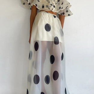 Polka Dot Off-Shoulder Skirt Set