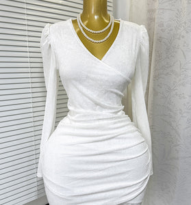 Long Sleeve Ruched Wrap Dress