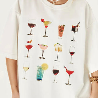 Cocktail Print Oversized Graphic T-Shirt