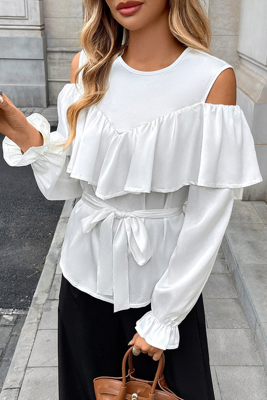 Ruffled Cold Shoulder Blouse