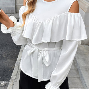Ruffled Cold Shoulder Blouse