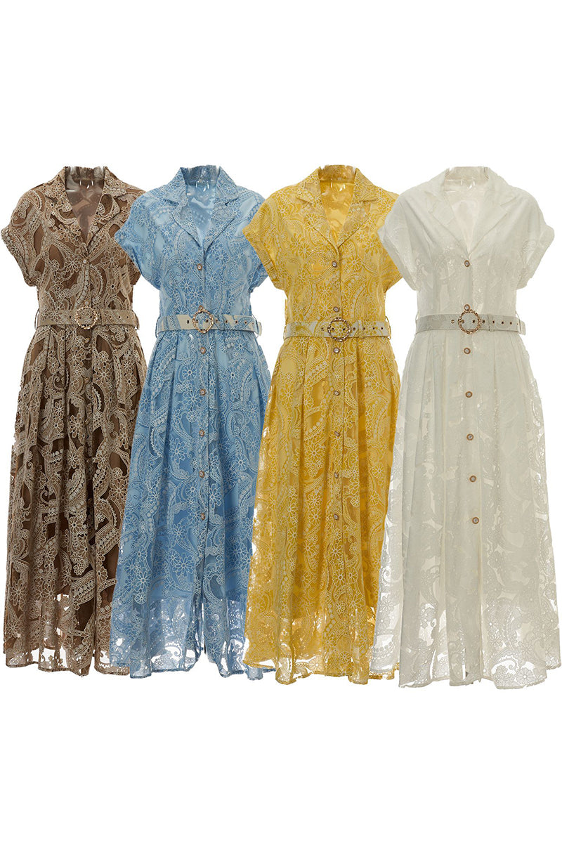 Button-Up Midi Dress with Belt