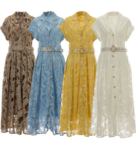 Button-Up Midi Dress with Belt