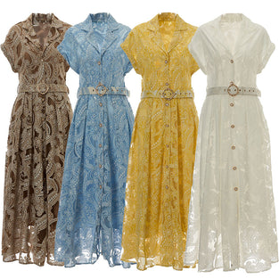 Button-Up Midi Dress with Belt