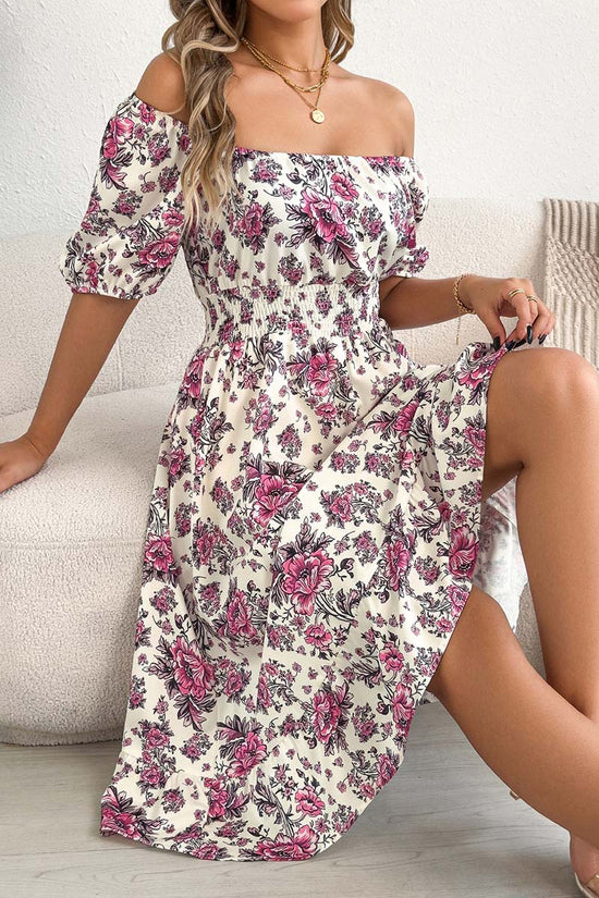 Off-the-Shoulder Floral Casual Dress