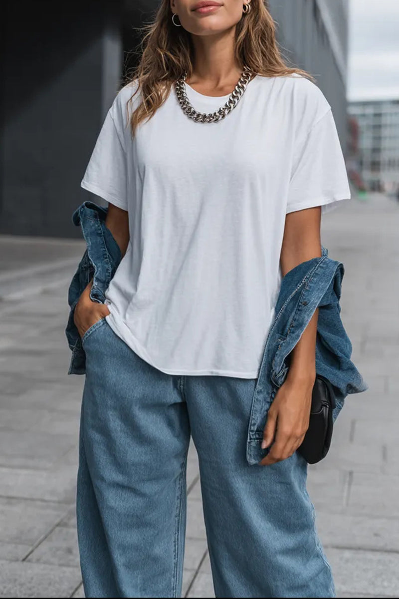 Floral Pattern Back T-Shirt