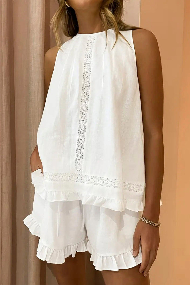 Sleeveless Ruffled Two-Piece Set