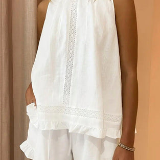 Sleeveless Ruffled Two-Piece Set