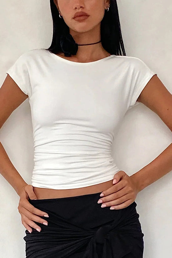 Elegant Cap Sleeve Cropped T-Shirt