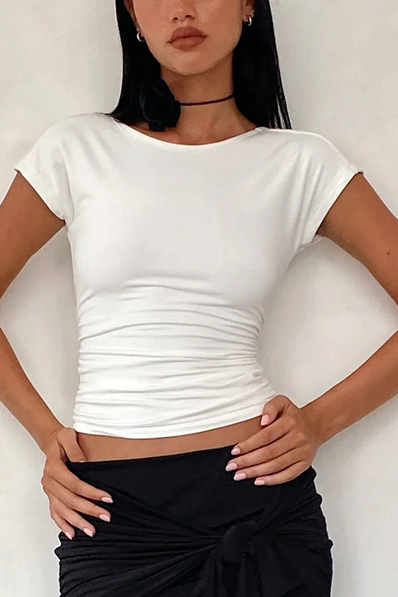Elegant Cap Sleeve Cropped T-Shirt