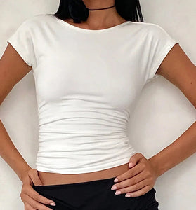 Elegant Cap Sleeve Cropped T-Shirt