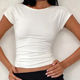 Elegant Cap Sleeve Cropped T-Shirt