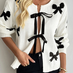 Bow Tie Open Front Cardigan