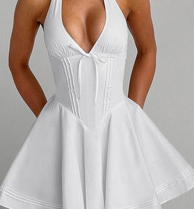 Halter Flared Skirt Casual Dress