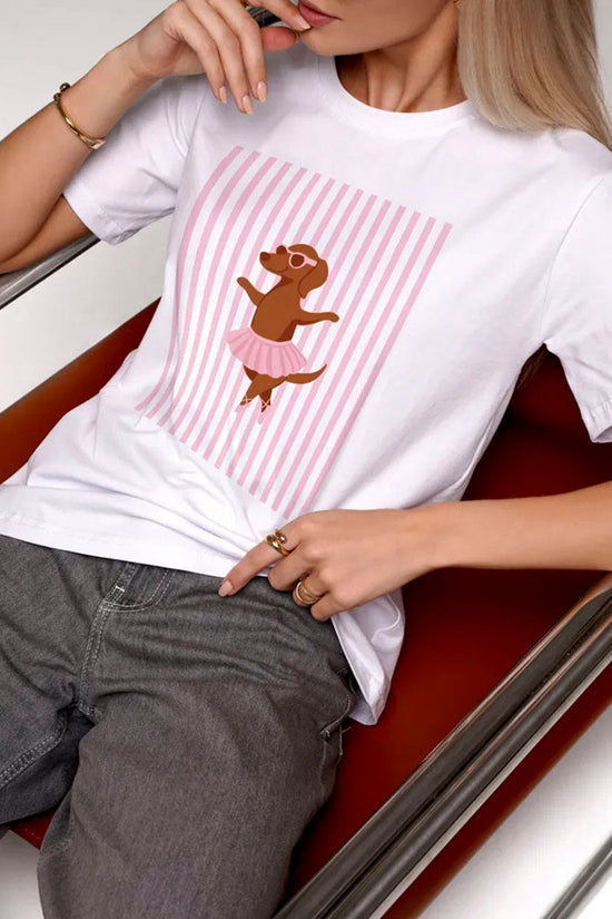 Stylish Ballerina Dog Graphic Tee