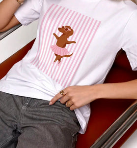 Stylish Ballerina Dog Graphic Tee