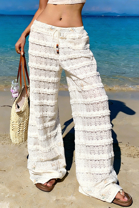 Textured Wide-Leg Casual Pants