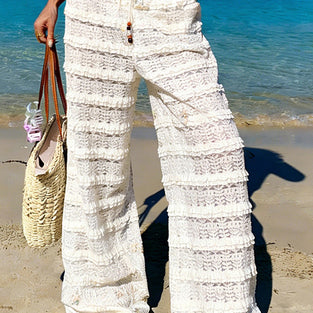 Textured Wide-Leg Casual Pants