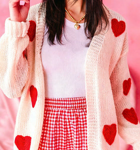 Heart Knit Open Cardigan