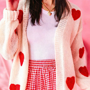 Heart Knit Open Cardigan