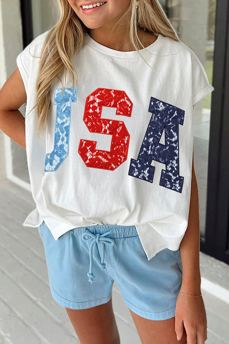 USA Color Block Letter Dolman Tee