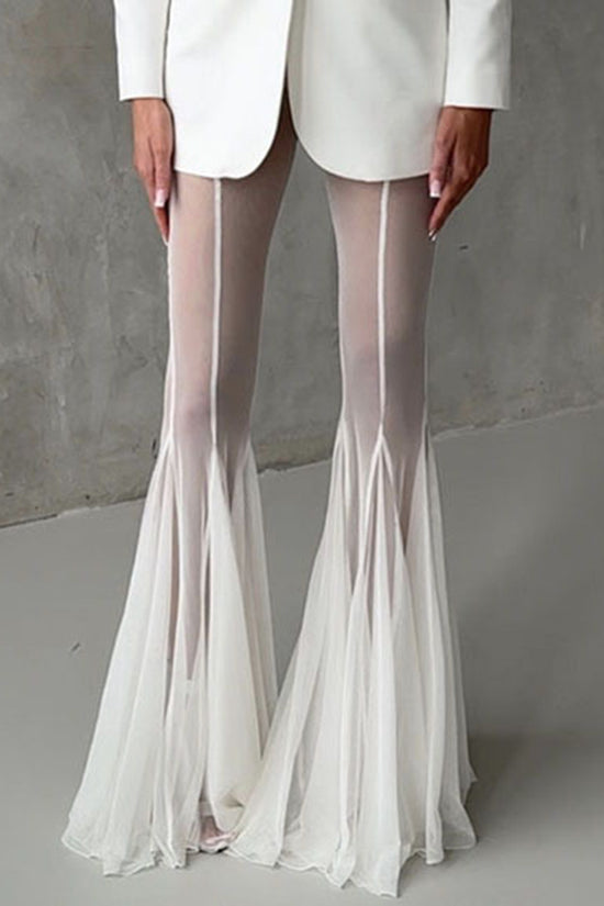 Elegant Sheer Flared Casual Pants