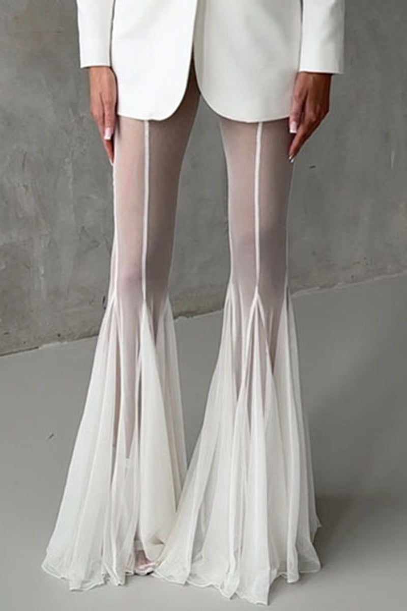 Elegant Sheer Flared Casual Pants