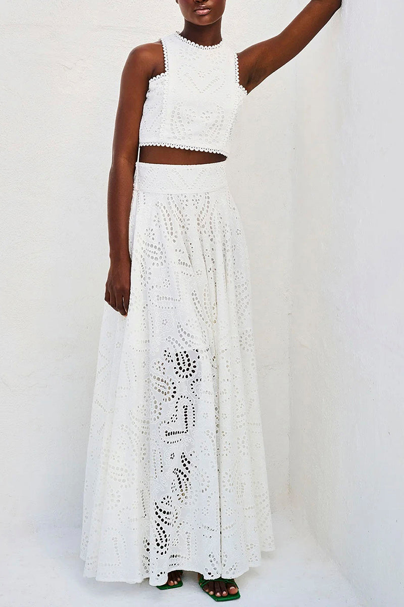 Cutout Halter Skirt Set