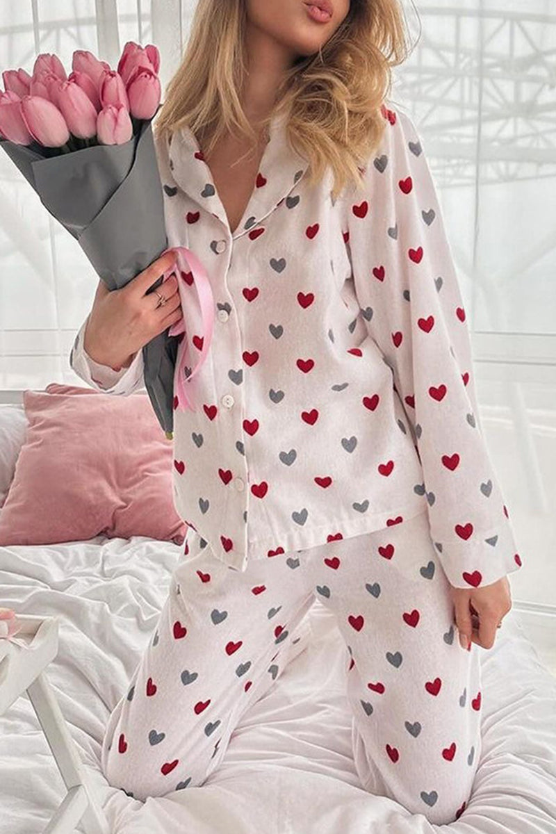 Heart Pattern Sleeveless Pajama Set