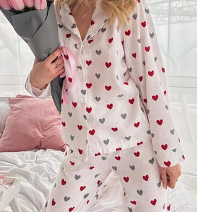 Heart Pattern Sleeveless Pajama Set