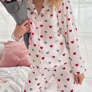 Heart Pattern Sleeveless Pajama Set