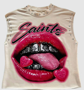 Edgy Graphic Studded Tank Top