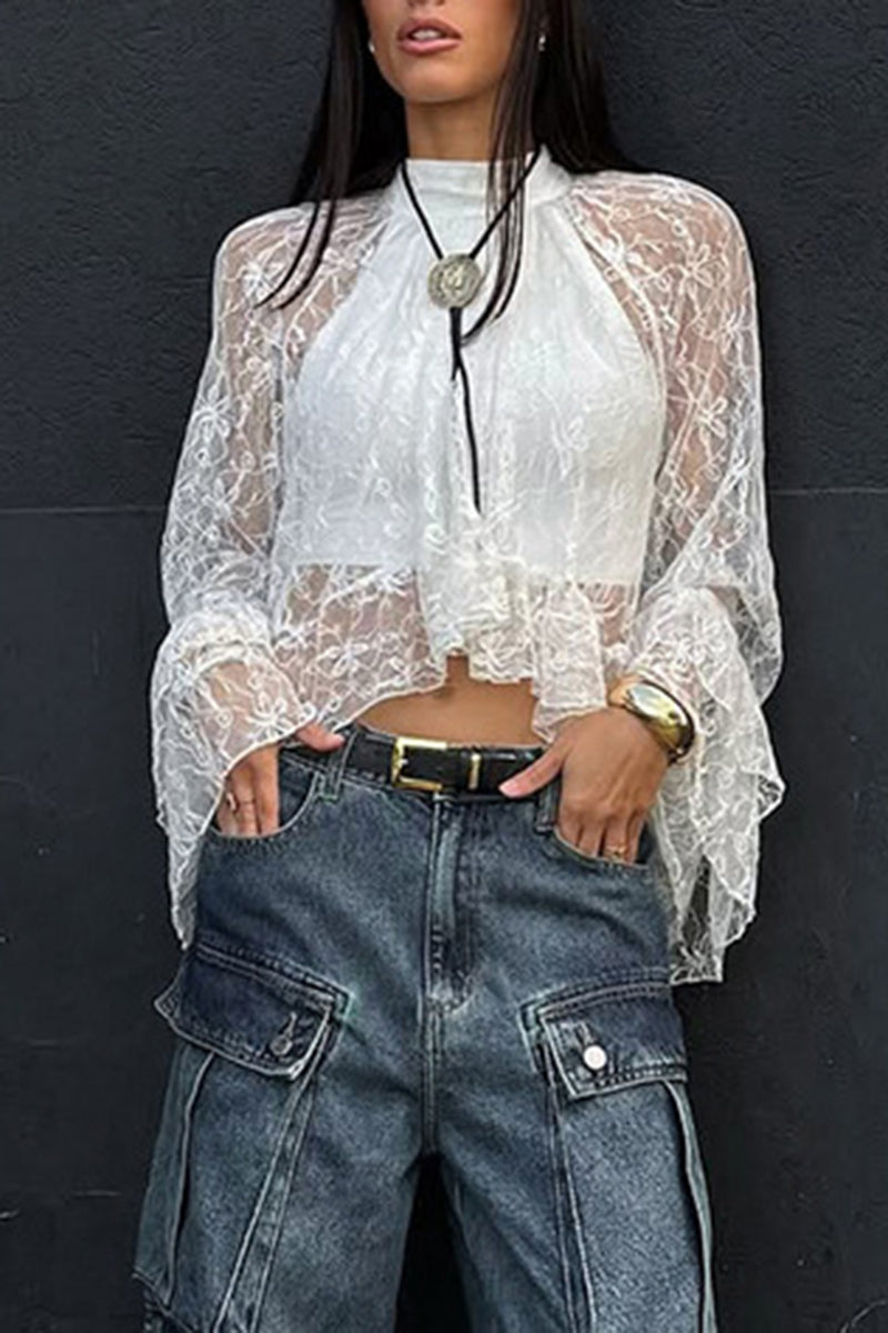 Elegant Lace High Neck Blouse