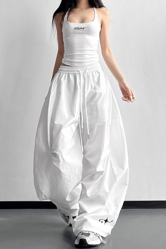 Relaxed Fit Wide Leg Casual Pants
