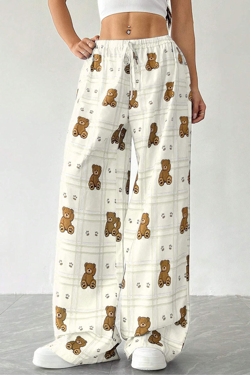 Teddy Bear Print Casual Pants