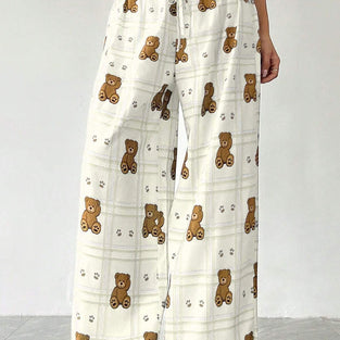 Teddy Bear Print Casual Pants
