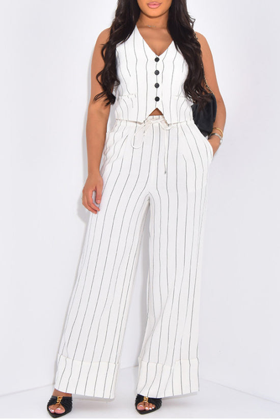 Striped Sleeveless Vest and Pants Set