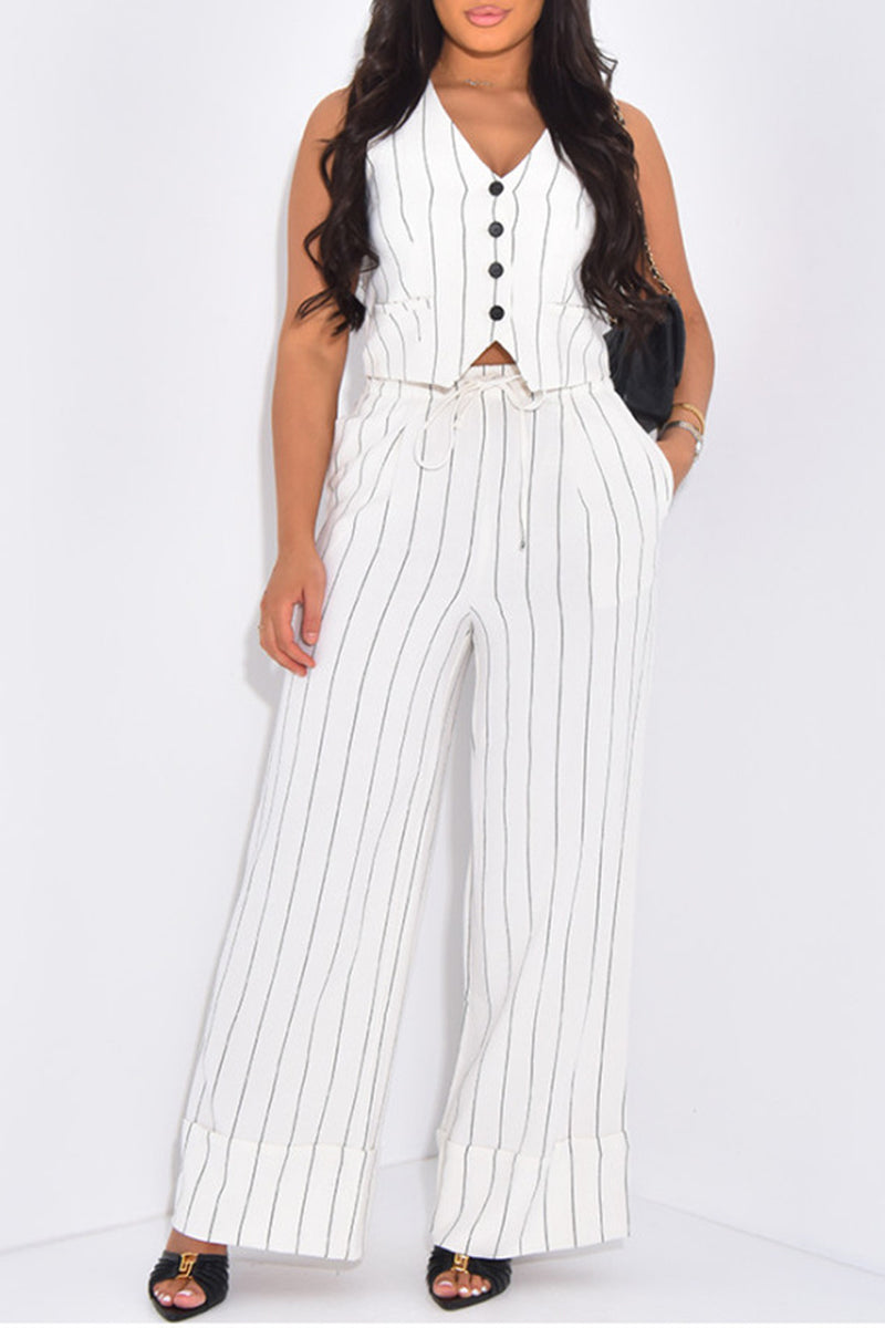 Striped Sleeveless Vest and Pants Set